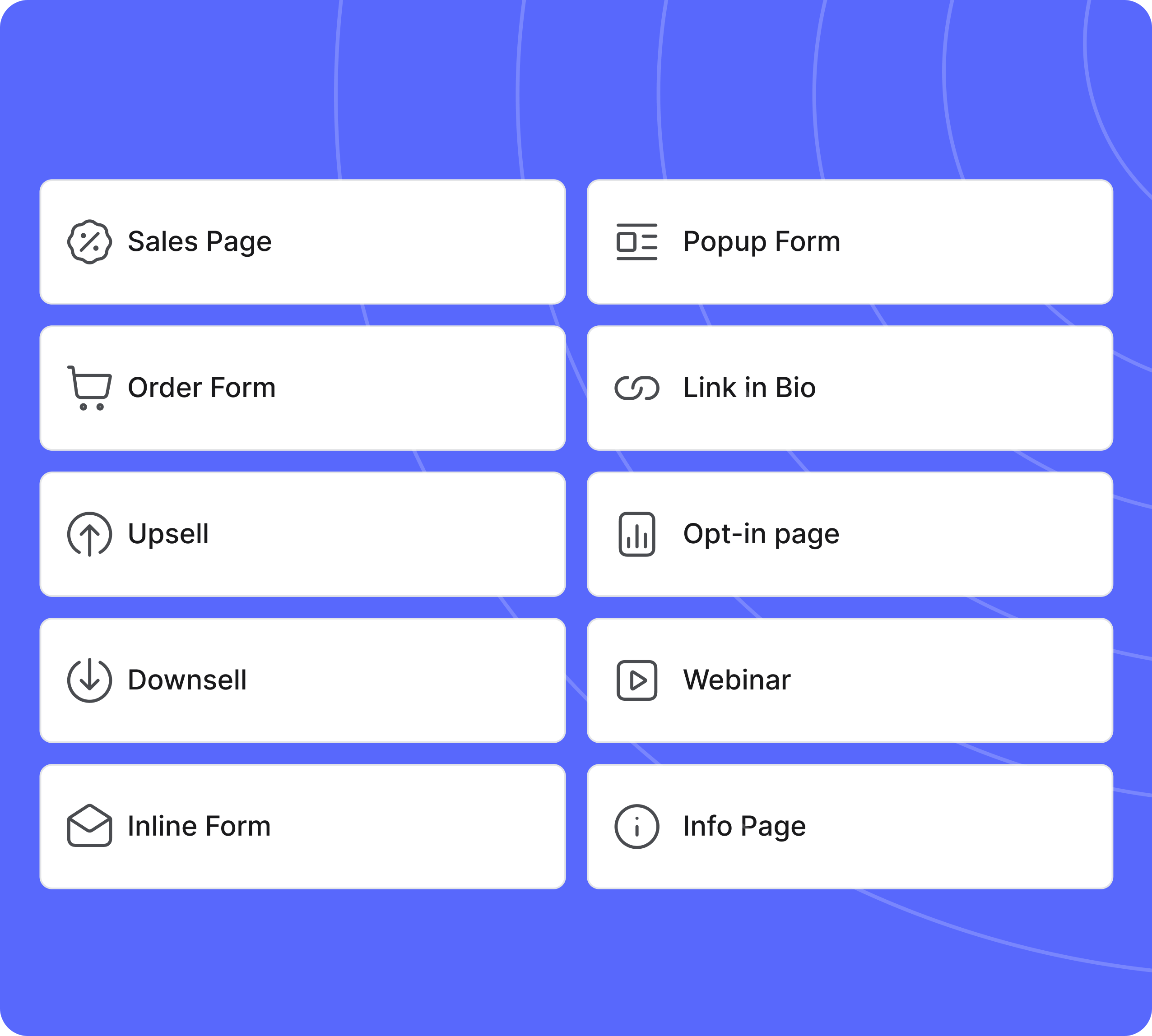 Official Systeme.io funnel builder visual showing sales, order, opt-in, webinar, and other funnel page types